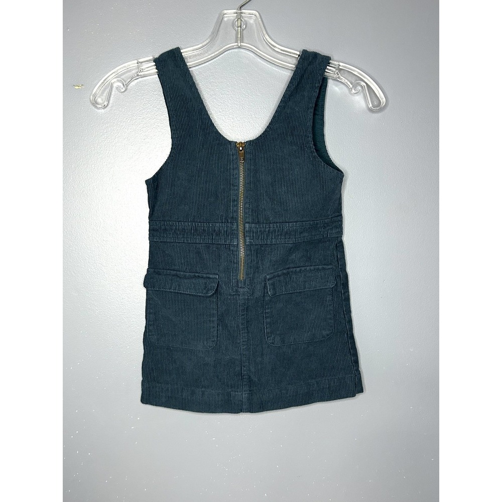 Art Class Dress Girls 4T Teal Corduroy Pinafore Jumper Front Zip Pockets Lined